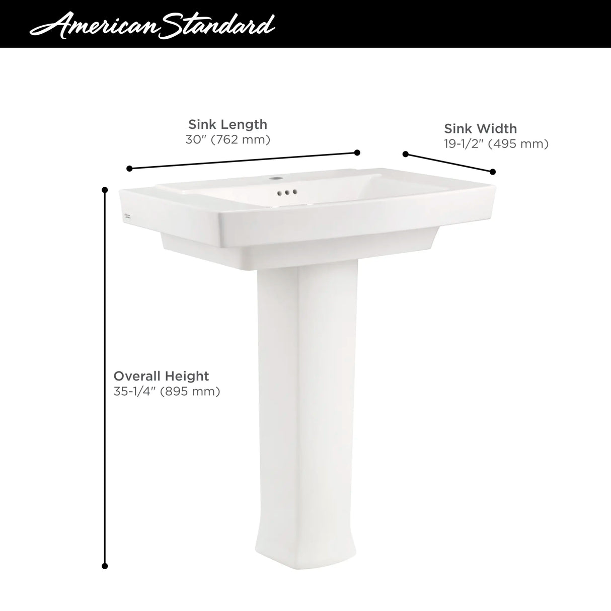 Townsend® Center Hole Only Pedestal Sink Top and Leg Combination