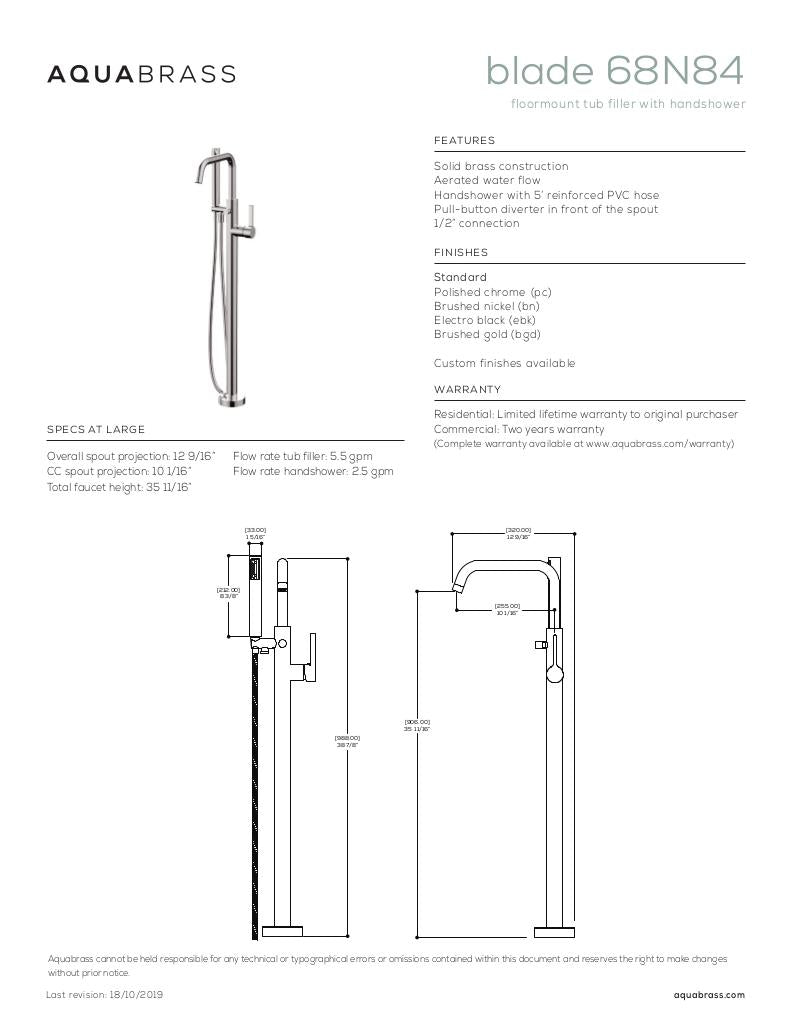 Floormount tub filler with handshower