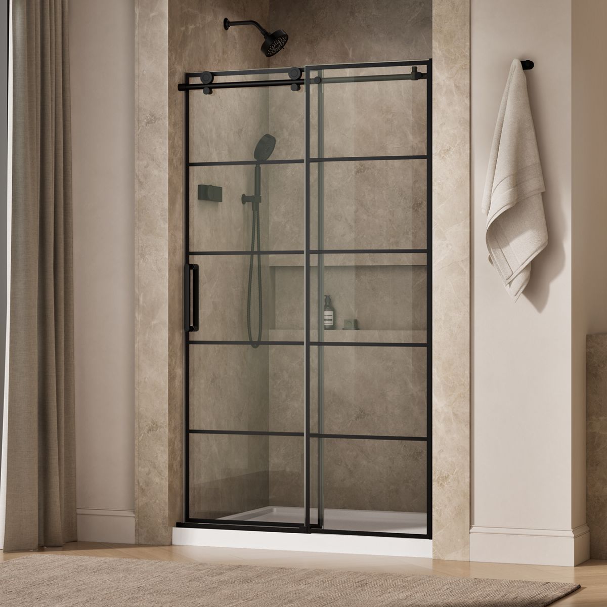 Composed™ 44-1/8"-47-7/8" W x 78" H sliding shower door with 3/8"-thick Crystal Clear glass