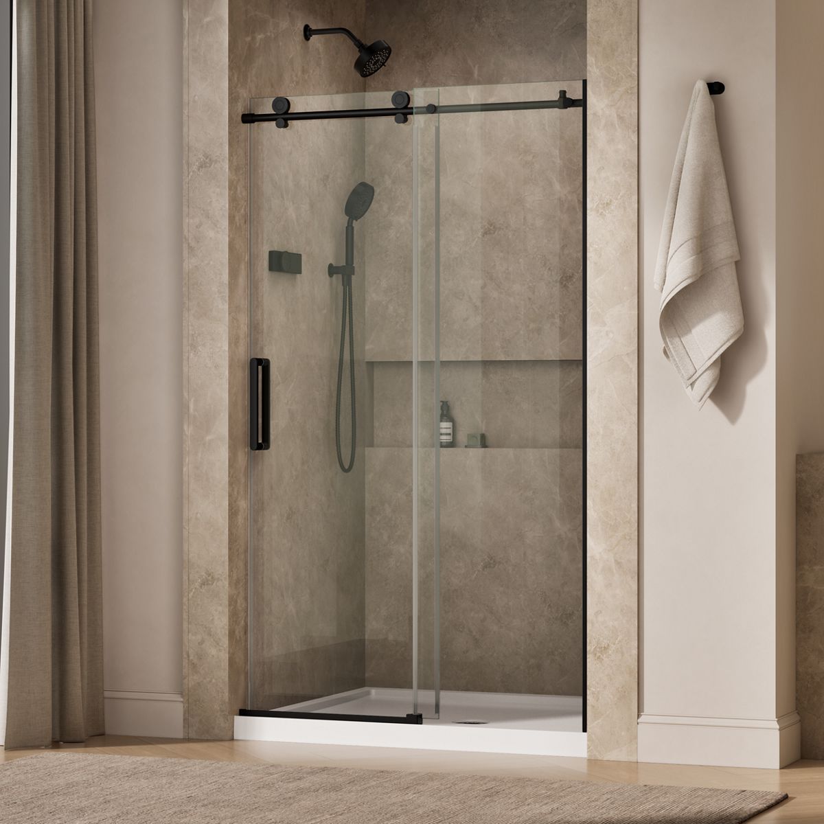Composed™ 44-1/8"-47-7/8" W x 78" H sliding shower door with 3/8"-thick Crystal Clear glass