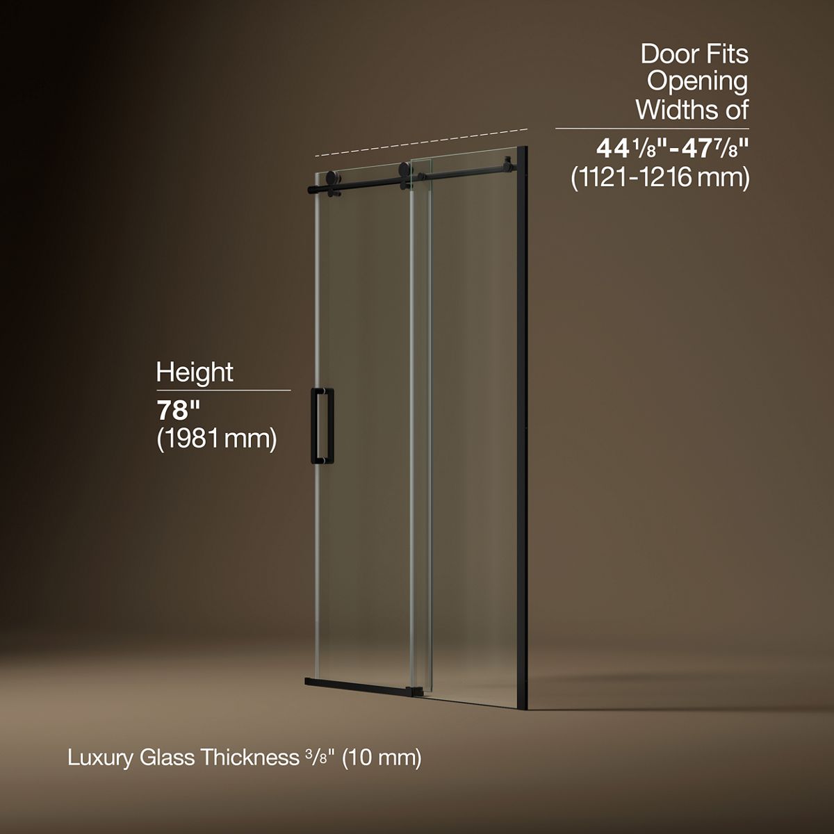 Composed™ 44-1/8"-47-7/8" W x 78" H sliding shower door with 3/8"-thick Crystal Clear glass