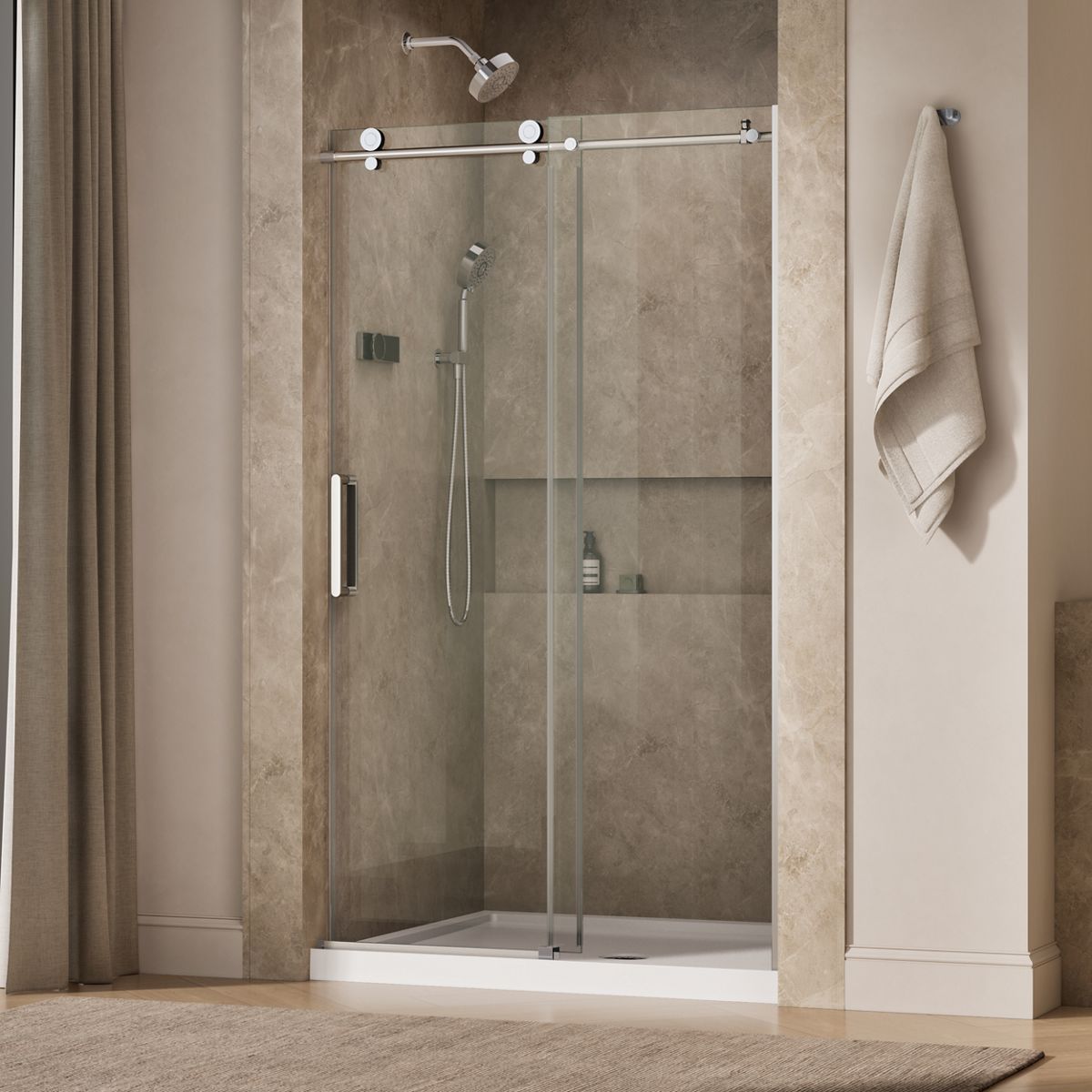 Composed™ 44-1/8"-47-7/8" W x 78" H sliding shower door with 3/8"-thick Crystal Clear glass