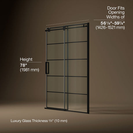 Composed™ 56-1/8"-59-7/8" W x 78" H sliding shower door with 3/8"-thick Crystal Clear glass