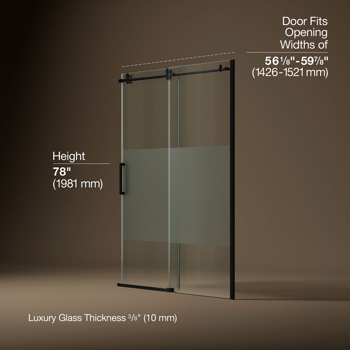 Composed™ 56-1/8"-59-7/8" W x 78" H sliding shower door with 3/8"-thick Crystal Clear glass
