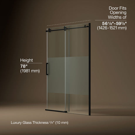 Composed™ 56-1/8"-59-7/8" W x 78" H sliding shower door with 3/8"-thick Crystal Clear glass