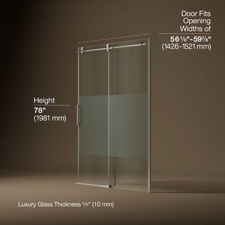 Composed™ 56-1/8"-59-7/8" W x 78" H sliding shower door with 3/8"-thick Crystal Clear glass
