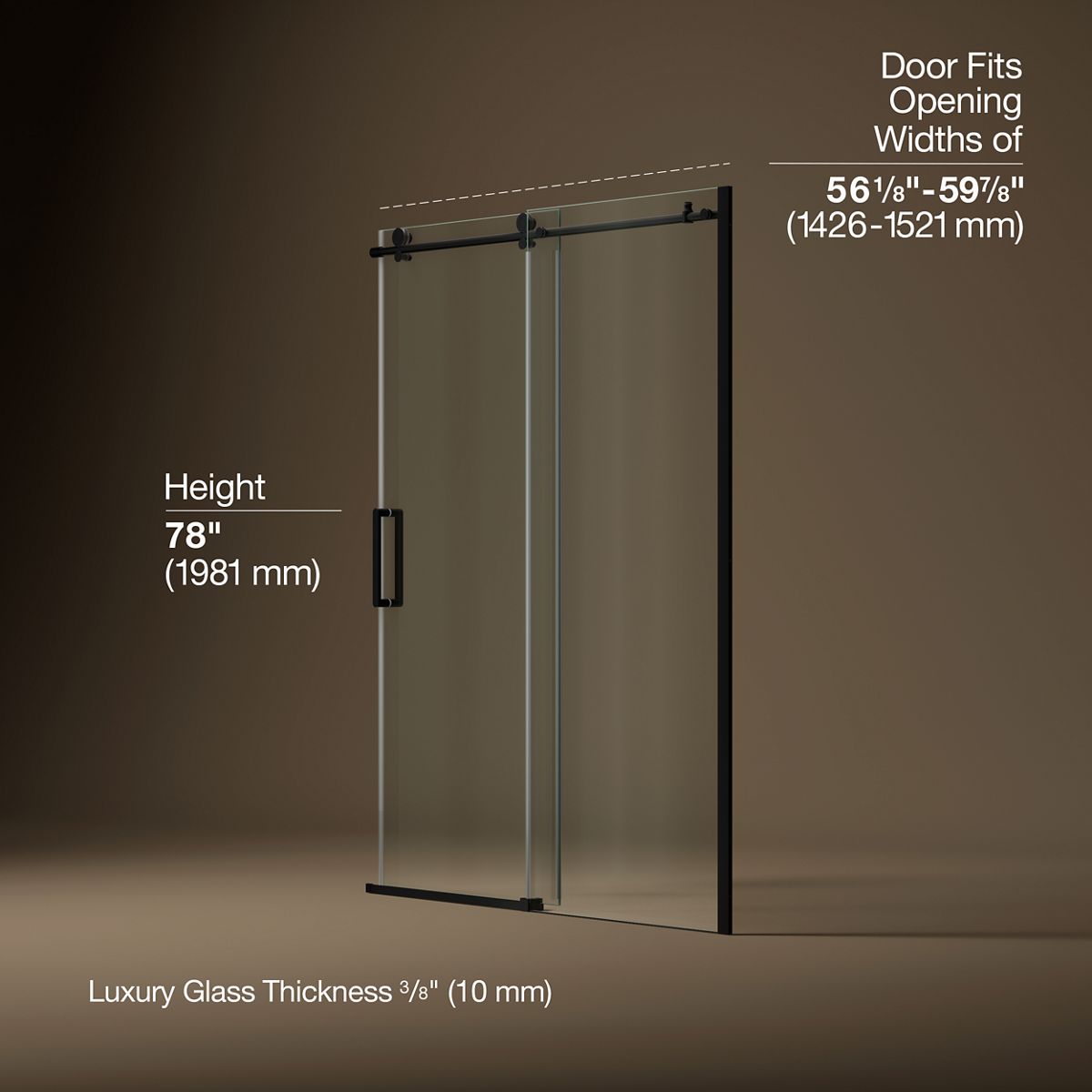 Composed™ 56-1/8"-59-7/8" W x 78" H sliding shower door with 3/8"-thick Crystal Clear glass