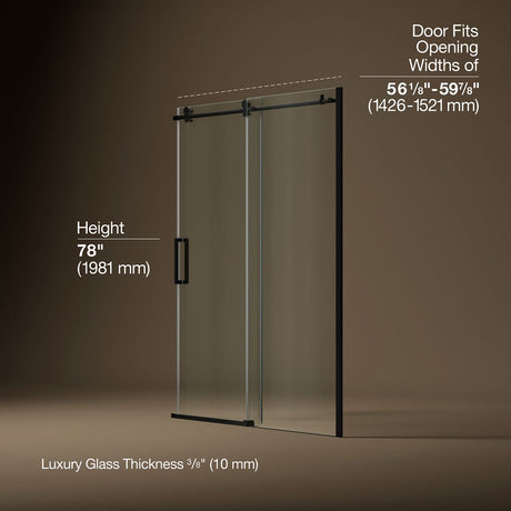 Composed™ 56-1/8"-59-7/8" W x 78" H sliding shower door with 3/8"-thick Crystal Clear glass