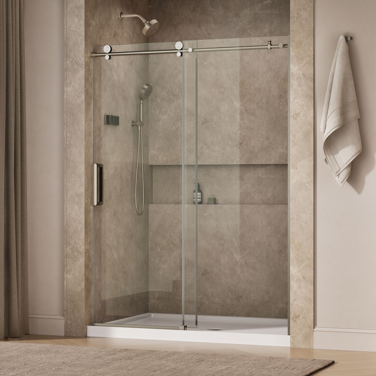 Composed™ 56-1/8"-59-7/8" W x 78" H sliding shower door with 3/8"-thick Crystal Clear glass