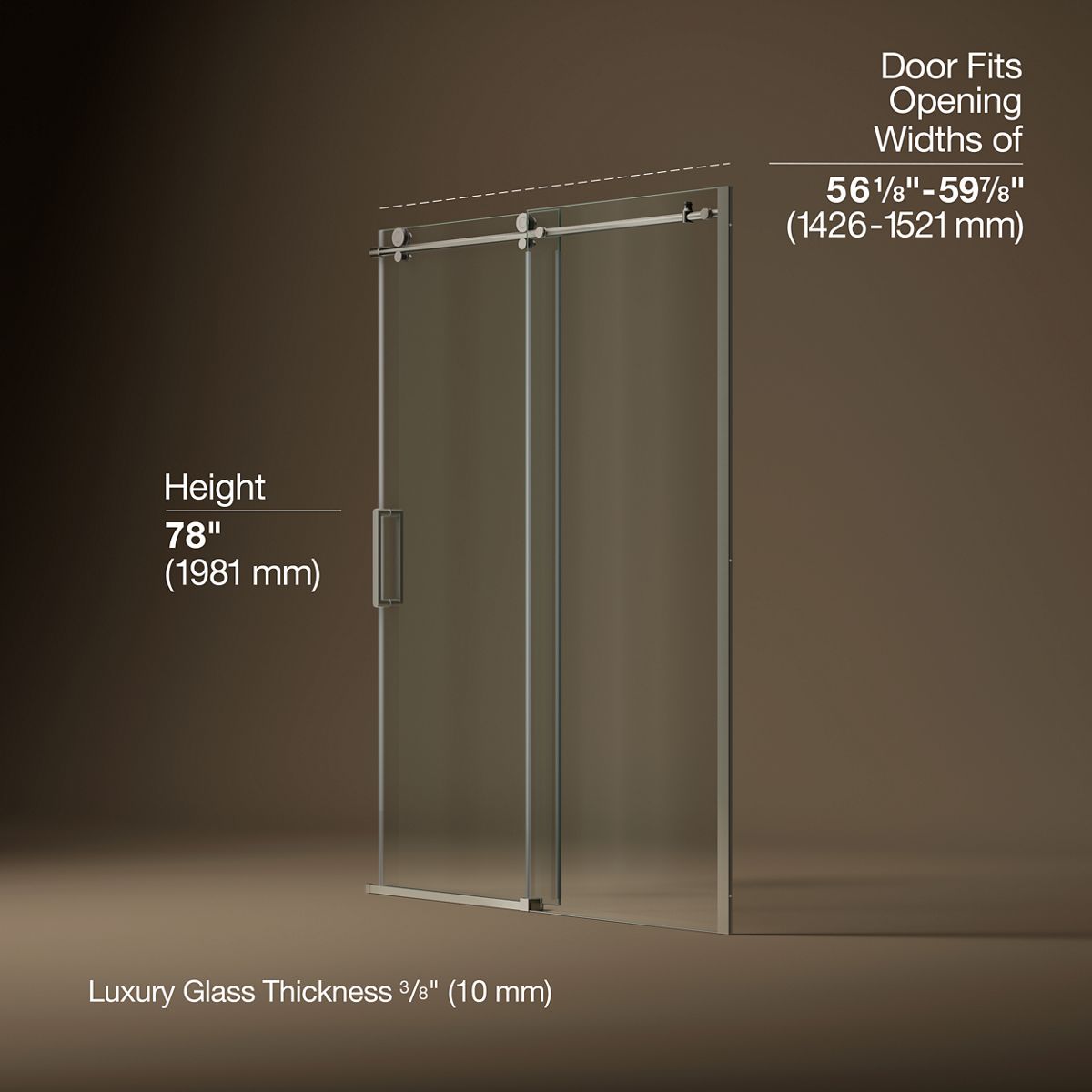Composed™ 56-1/8"-59-7/8" W x 78" H sliding shower door with 3/8"-thick Crystal Clear glass