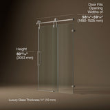 Artifacts™ 58-1/4"-59-1/4" W x 80-7/8" H sliding shower door with 3/8"-thick Crystal Clear glass