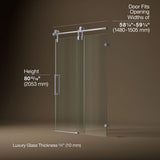 Artifacts™ 58-1/4"-59-1/4" W x 80-7/8" H sliding shower door with 3/8"-thick Crystal Clear glass