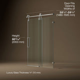 Artifacts™ 58-1/4"-59-1/4" W x 80-7/8" H sliding shower door with 3/8"-thick Crystal Clear glass