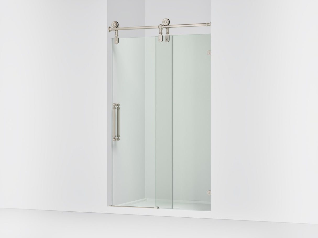 Artifacts™ 45-1/4"-46-1/4" W x 80-7/8" H sliding shower door with 3/8"-thick Crystal Clear glass