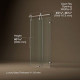 Artifacts™ 45-1/4"-46-1/4" W x 80-7/8" H sliding shower door with 3/8"-thick Crystal Clear glass
