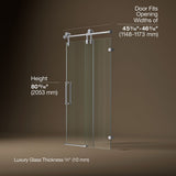 Artifacts™ 45-1/4"-46-1/4" W x 80-7/8" H sliding shower door with 3/8"-thick Crystal Clear glass