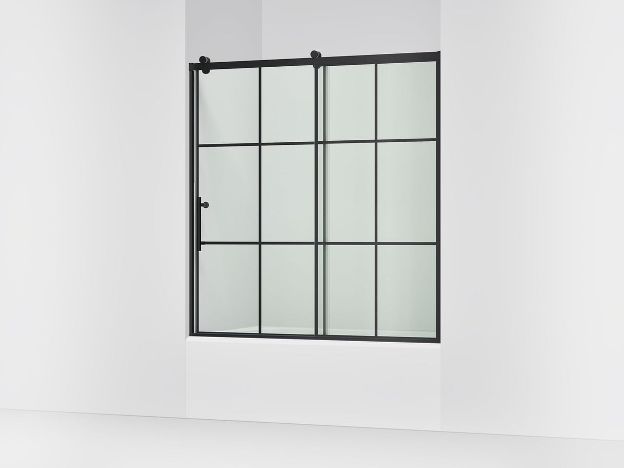 Rely® 56-5/8"-59-5/8" W x 62-1/2" H sliding bath door with 3/8"-thick Crystal Clear glass
