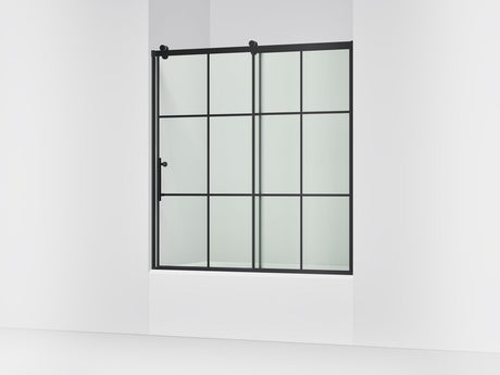 Rely® 56-5/8"-59-5/8" W x 62-1/2" H sliding bath door with 3/8"-thick Crystal Clear glass