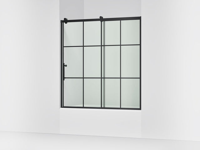 Rely® 56-5/8"-59-5/8" W x 62-1/2" H sliding bath door with 3/8"-thick Crystal Clear glass