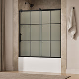 Rely® 56-5/8"-59-5/8" W x 62-1/2" H sliding bath door with 3/8"-thick Frosted glass