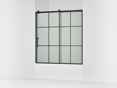 Rely® 56-5/8"-59-5/8" W x 62-1/2" H sliding bath door with 3/8"-thick Frosted glass