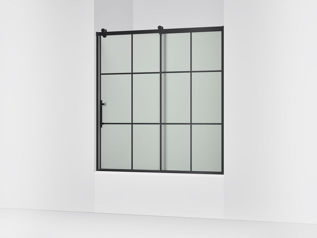 Rely® 56-5/8"-59-5/8" W x 62-1/2" H sliding bath door with 3/8"-thick Frosted glass