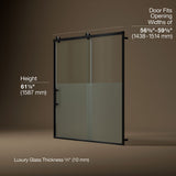 Rely® 56-5/8"-59-5/8" W x 62-1/2" H sliding bath door with 3/8"-thick Crystal Clear glass