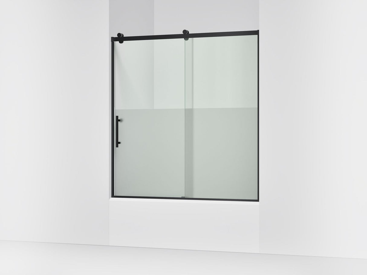 Rely® 56-5/8"-59-5/8" W x 62-1/2" H sliding bath door with 3/8"-thick Crystal Clear glass