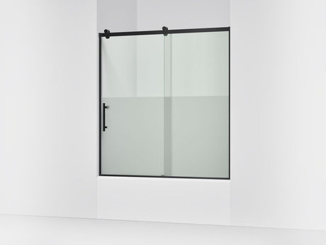 Rely® 56-5/8"-59-5/8" W x 62-1/2" H sliding bath door with 3/8"-thick Crystal Clear glass