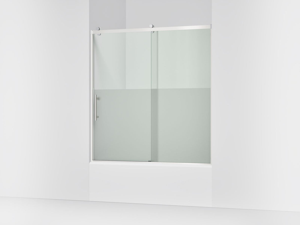 Rely® 56-5/8"-59-5/8" W x 62-1/2" H sliding bath door with 3/8"-thick Crystal Clear glass