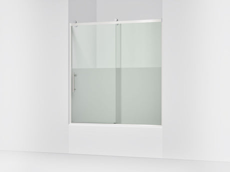Rely® 56-5/8"-59-5/8" W x 62-1/2" H sliding bath door with 3/8"-thick Crystal Clear glass