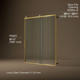 Rely® 56-5/8"-59-5/8" W x 62-1/2" H sliding bath door with 3/8"-thick Crystal Clear glass