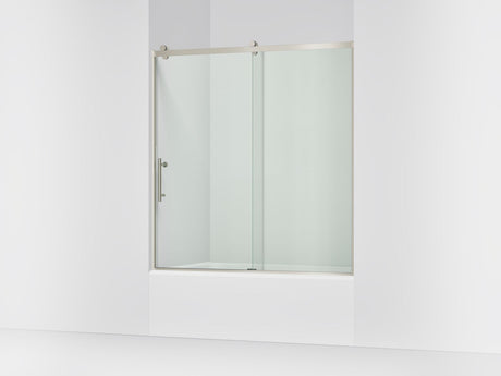 Rely® 56-5/8"-59-5/8" W x 62-1/2" H sliding bath door with 3/8"-thick Crystal Clear glass