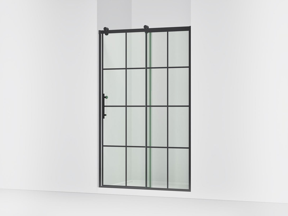 Rely® 44-5/8"-47-5/8" W x 76.99" H sliding shower door with 3/8"-thick Crystal Clear glass