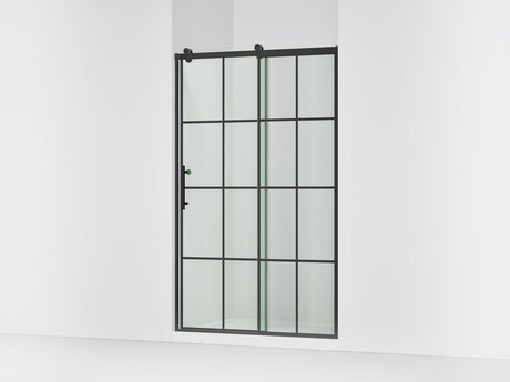 Rely® 44-5/8"-47-5/8" W x 76.99" H sliding shower door with 3/8"-thick Crystal Clear glass
