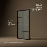 Rely® 44-5/8"-47-5/8" W x 76.99" H sliding shower door with 3/8"-thick Frosted glass