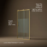 Rely® 44-5/8"-47-5/8" W x 76.99" H sliding shower door with 3/8"-thick Crystal Clear glass