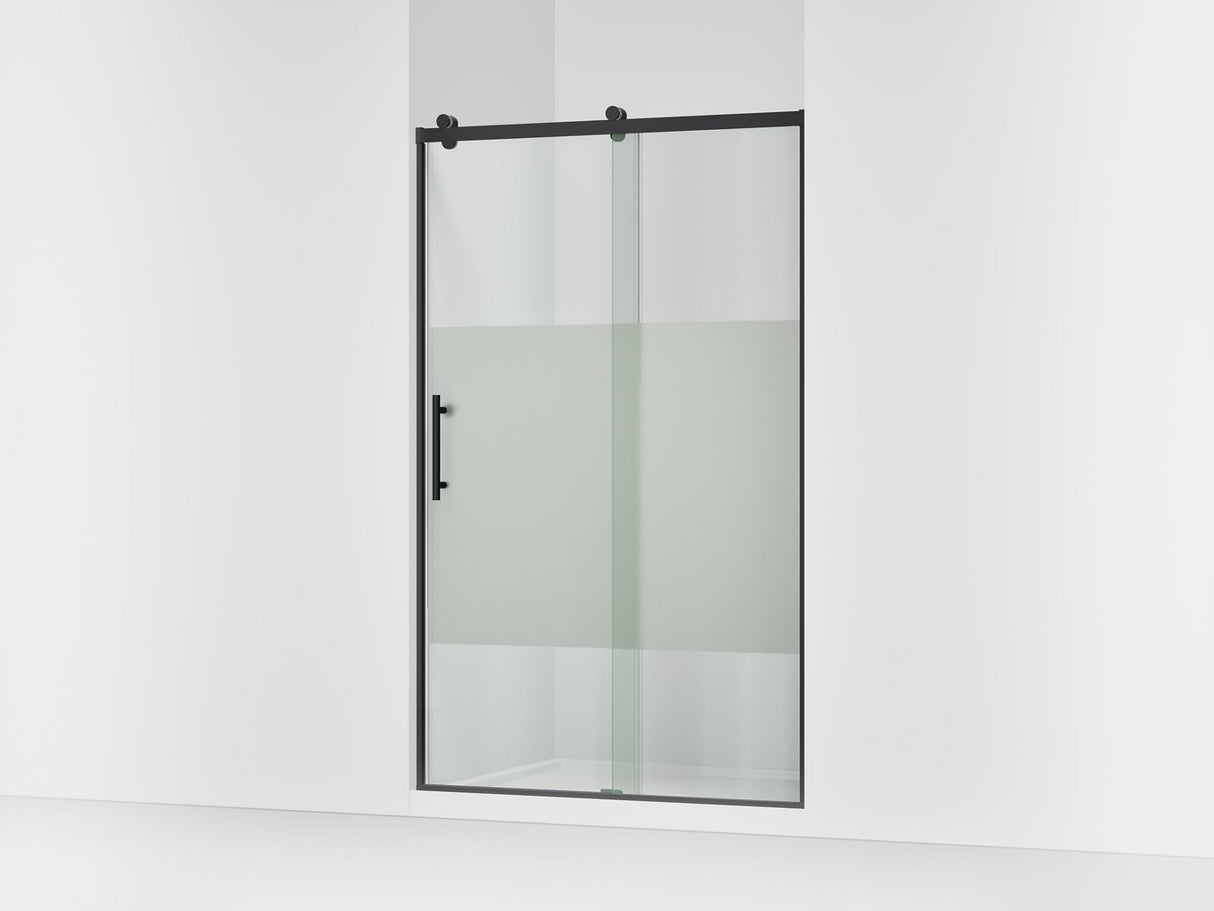 Rely® 44-5/8"-47-5/8" W x 76.99" H sliding shower door with 3/8"-thick Crystal Clear glass