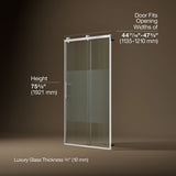Rely® 44-5/8"-47-5/8" W x 76.99" H sliding shower door with 3/8"-thick Crystal Clear glass