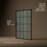 Rely® 56-5/8"-59-5/8" W x 76.99" H sliding shower door with 3/8"-thick Frosted glass