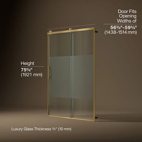Rely® 56-5/8"-59-5/8" W x 76.99" H sliding shower door with 3/8"-thick Crystal Clear glass