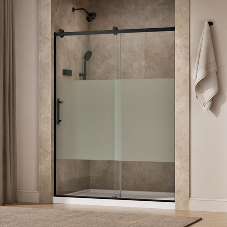 Rely® 56-5/8"-59-5/8" W x 76.99" H sliding shower door with 3/8"-thick Crystal Clear glass
