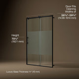 Rely® 56-5/8"-59-5/8" W x 76.99" H sliding shower door with 3/8"-thick Crystal Clear glass