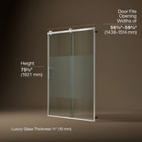 Rely® 56-5/8"-59-5/8" W x 76.99" H sliding shower door with 3/8"-thick Crystal Clear glass