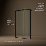 Rely® 56-5/8"-59-5/8" W x 76.99" H sliding shower door with 3/8"-thick Crystal Clear glass