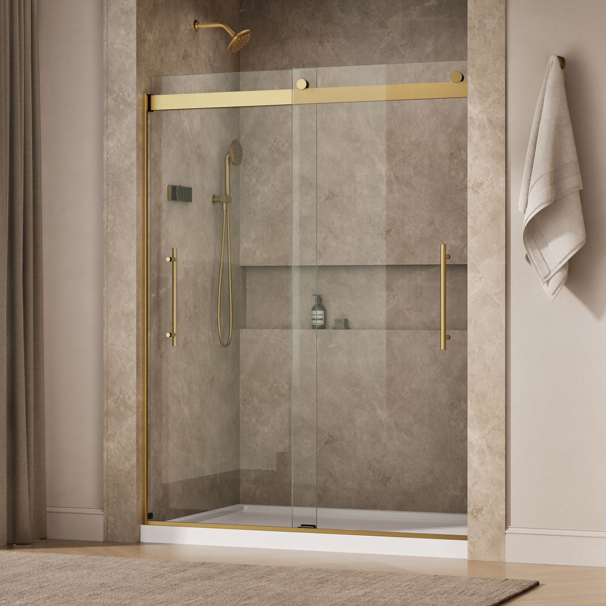 Levity® Plus 56-5/8"-59-5/8" W x 77.53" H bypass shower door with 5/16"-thick Crystal Clear glass