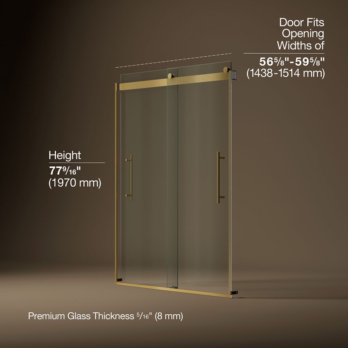 Levity® Plus 56-5/8"-59-5/8" W x 77.53" H bypass shower door with 5/16"-thick Crystal Clear glass