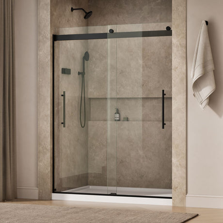 Levity® Plus 56-5/8"-59-5/8" W x 77.53" H bypass shower door with 5/16"-thick Crystal Clear glass