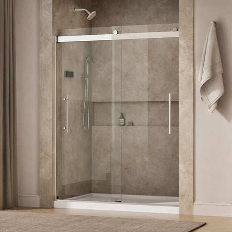 Levity® Plus 56-5/8"-59-5/8" W x 77.53" H bypass shower door with 5/16"-thick Crystal Clear glass