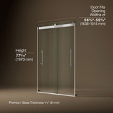 Levity® Plus 56-5/8"-59-5/8" W x 77.53" H bypass shower door with 5/16"-thick Crystal Clear glass